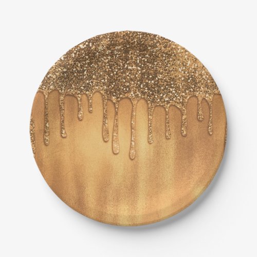 Dripping in Gold Honey Glitter Sweet 16 Party Paper Plates