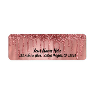 Dripping in Rose Gold Glitter Pretty Pink Drips Label