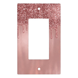 Dripping in Rose Gold Glitter Pretty Pink Drips Light Switch Cover