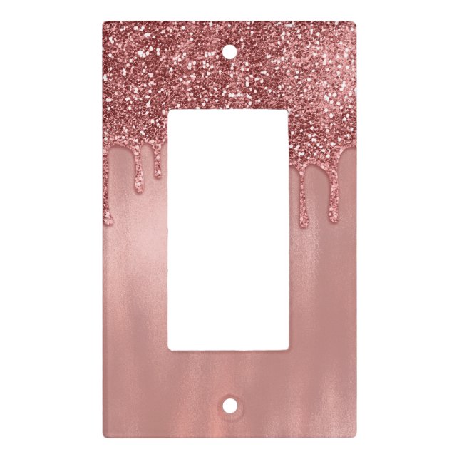 Dripping in Rose Gold Glitter Pretty Pink Drips Light Switch Cover (Front)