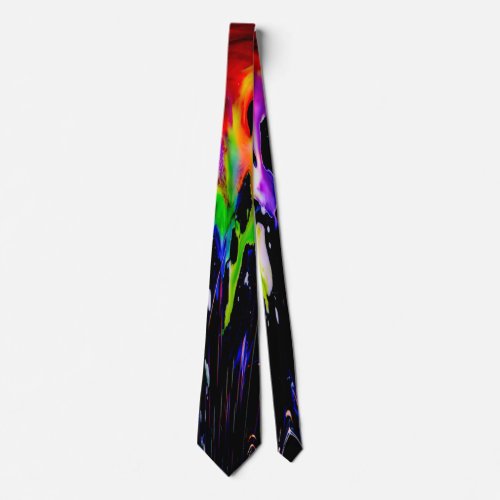 Dripping Ink colorful rainbow galaxy Necktie