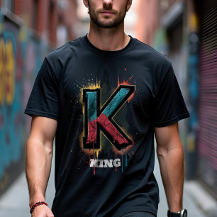 Dripping K: Bold One-Letter Customizable Graffiti T-Shirt