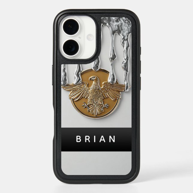 ✨ Dripping Liquid Gold Eagle Icon Luxurious Metall Otterbox iPhone Case (Back)
