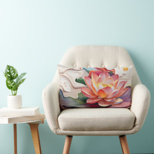 Dripping Lotus Art Lumbar Pillow