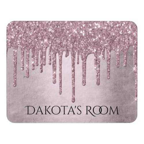 Dripping Mauve Glitter  Dusty Pink Melt Monogram Door Sign