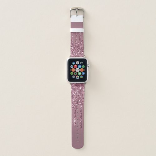 Dripping Mauve Glitter  Dusty Pink Melt Shimmer Apple Watch Band