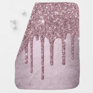 Dripping Mauve Glitter Dusty Pink Melt Shimmer Baby Blanket