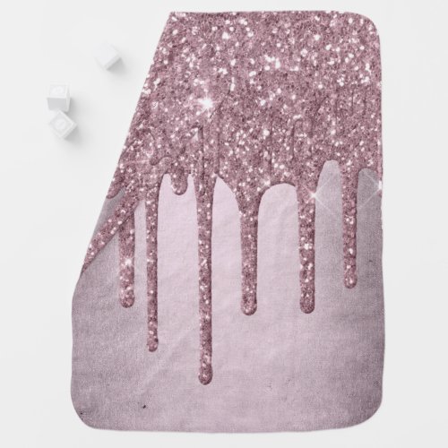 Dripping Mauve Glitter  Dusty Pink Melt Shimmer Baby Blanket