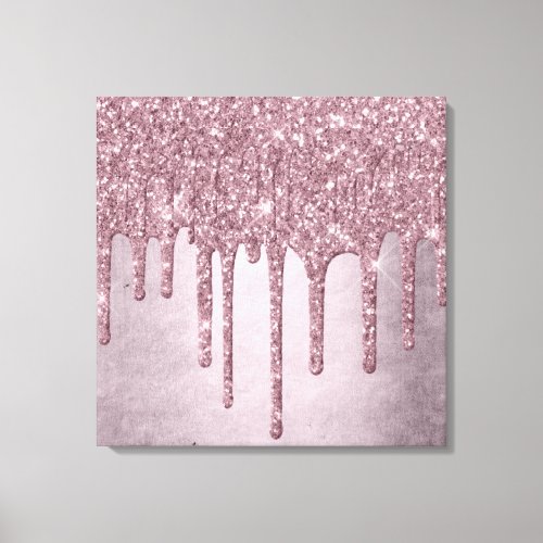 Dripping Mauve Glitter  Dusty Pink Melt Shimmer Canvas Print