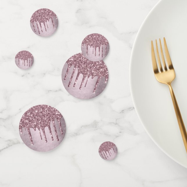Dripping Mauve Glitter | Dusty Pink Melt Shimmer Confetti (Group)