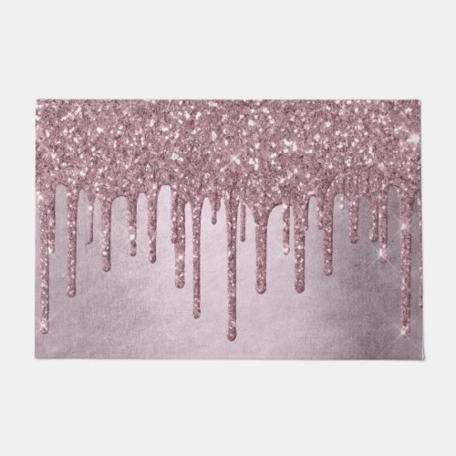 Dripping Mauve Glitter  Dusty Pink Melt Shimmer Doormat