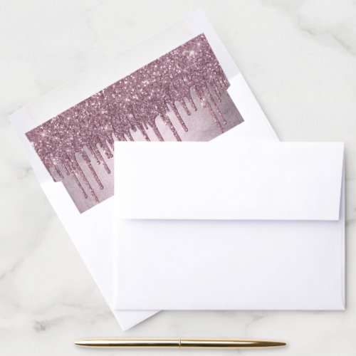 Dripping Mauve Glitter  Dusty Pink Melt Shimmer Envelope Liner