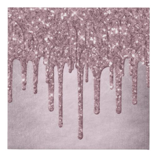 Dripping Mauve Glitter  Dusty Pink Melt Shimmer Faux Canvas Print