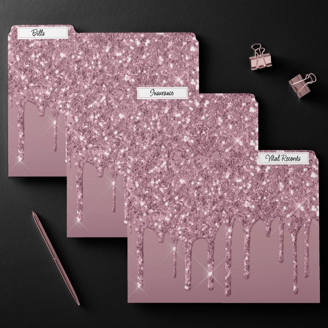 Dripping Mauve Glitter | Dusty Pink Melt Shimmer File Folder (Creator Uploaded)