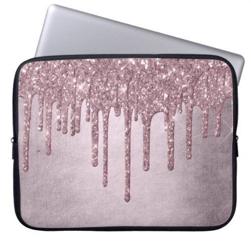 Dripping Mauve Glitter  Dusty Pink Melt Shimmer Laptop Sleeve