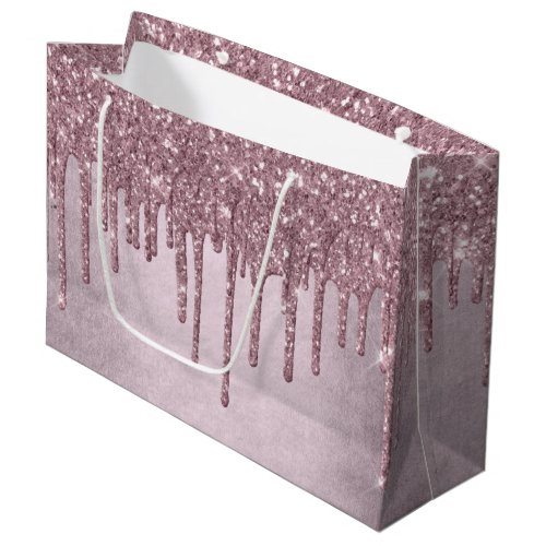 Dripping Mauve Glitter  Dusty Pink Melt Shimmer Large Gift Bag