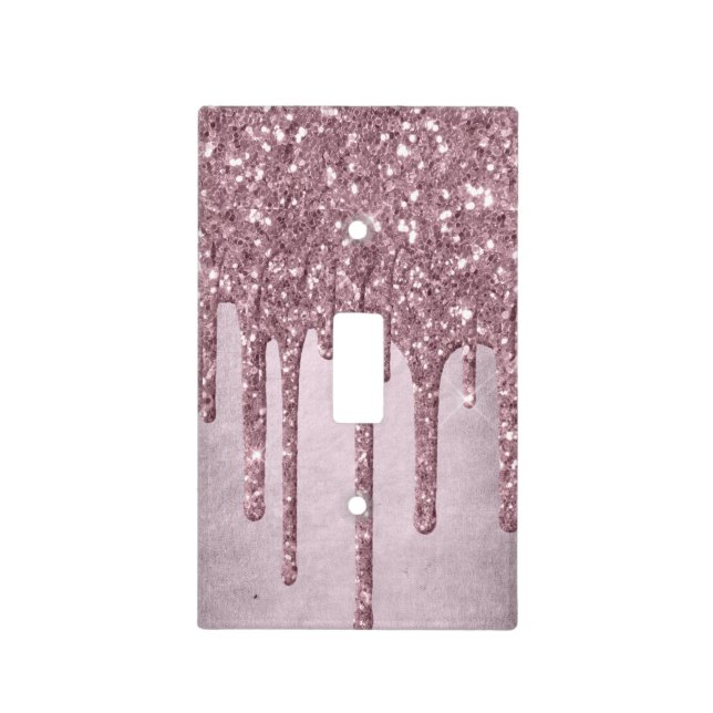 Dripping Mauve Glitter | Dusty Pink Melt Shimmer Light Switch Cover (Front)