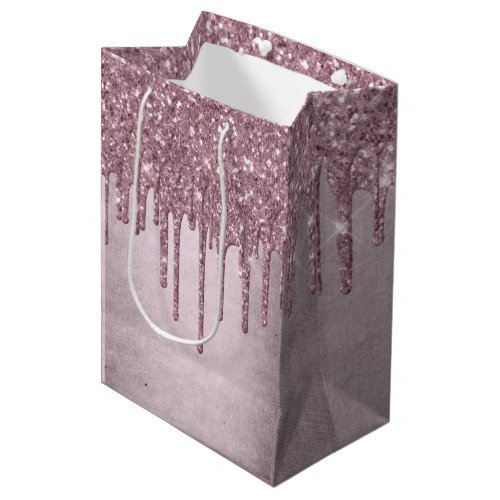 Dripping Mauve Glitter  Dusty Pink Melt Shimmer Medium Gift Bag