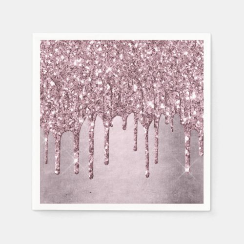 Dripping Mauve Glitter  Dusty Pink Melt Shimmer Napkins