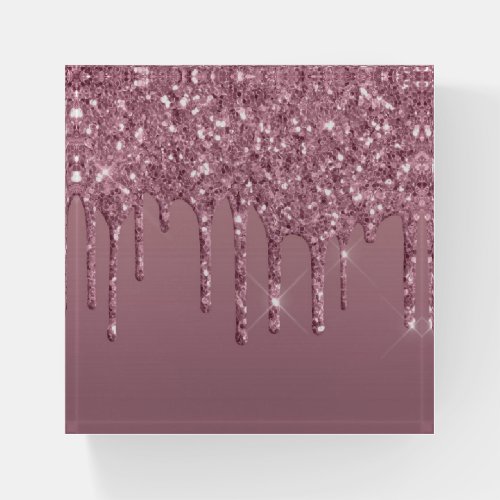 Dripping Mauve Glitter  Dusty Pink Melt Shimmer Paperweight