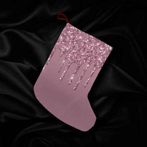 Dripping Mauve Glitter  Dusty Pink Melt Shimmer Small Christmas Stocking