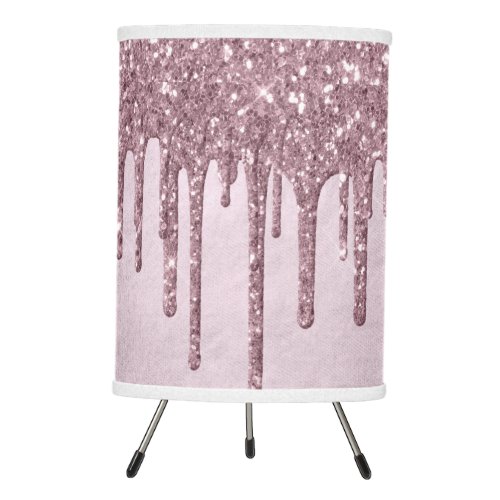 Dripping Mauve Glitter  Dusty Pink Melt Shimmer Tripod Lamp