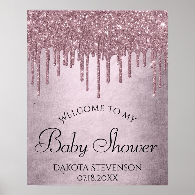 Dripping Mauve Glitter | Dusty Pink Melt Shower Poster (Front)