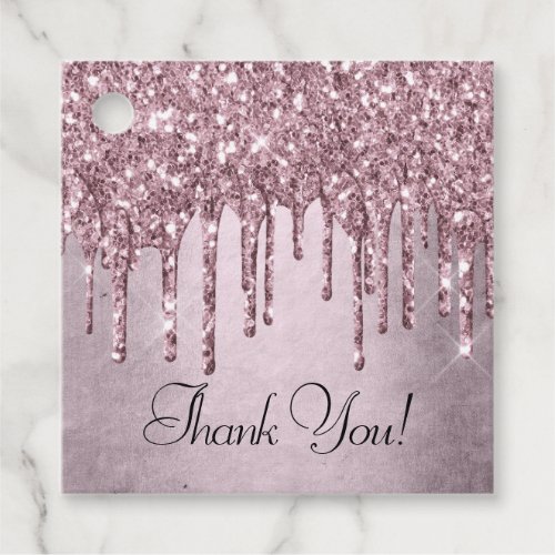 Dripping Mauve Glitter  Dusty Pink Melt Thank You Favor Tags