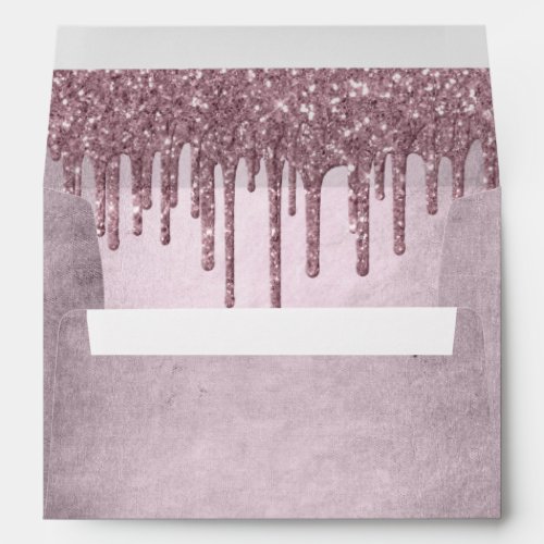 Dripping Mauve Glitter  Dusty Pink Return Address Envelope