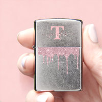 Dripping Metallic Rose Gold Glitter Monogram