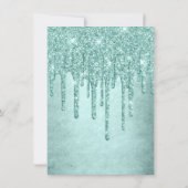 Dripping Mint Glitter | Aqua Teal Melting Birthday Invitation (Back)