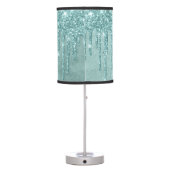 Dripping Mint Glitter | Aqua Teal Melting Pour Table Lamp (Back)