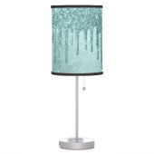 Dripping Mint Glitter | Aqua Teal Melting Pour Table Lamp (Left)