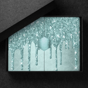 Dripping Mint Glitter Aqua Teal Melting Pour Tissue Paper