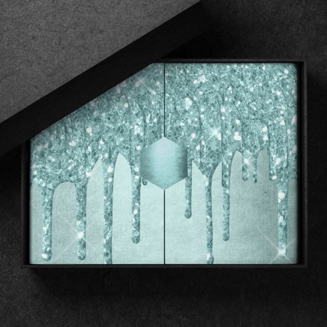 Dripping Mint Glitter | Aqua Teal Melting Pour Tissue Paper (Creator Uploaded)