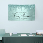 Dripping Mint Glitter | Aqua Teal Melting Shower Banner (Tradeshow)