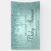 Dripping Mint Glitter | Aqua Teal Melting Shower Banner (Vertical)