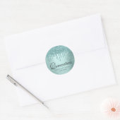 Dripping Mint Glitter | Aqua Teal Pour Quinceanera Classic Round Sticker (Envelope)