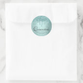 Dripping Mint Glitter | Aqua Teal Pour Quinceanera Classic Round Sticker (Bag)