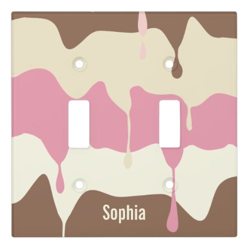 Dripping Neapolitan Ice Cream  Personalized Light Switch Cover