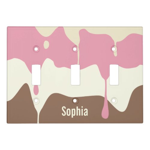 Dripping Neapolitan Ice Cream  Personalized Light Switch Cover