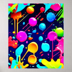 Dripping Neon Ink Aesthetic Poster