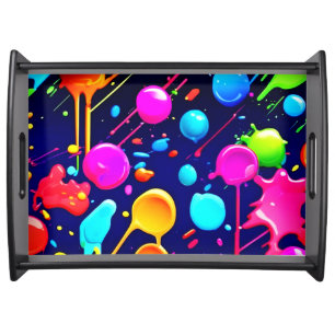 Dripping Neon Ink Aesthetic Serving Tray