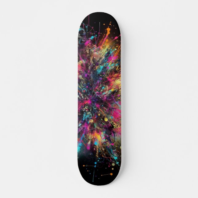 Dripping Neon Paint pattern Skateboard (Front)