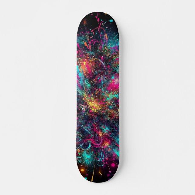 Dripping Neon Paint pattern Skateboard (Front)