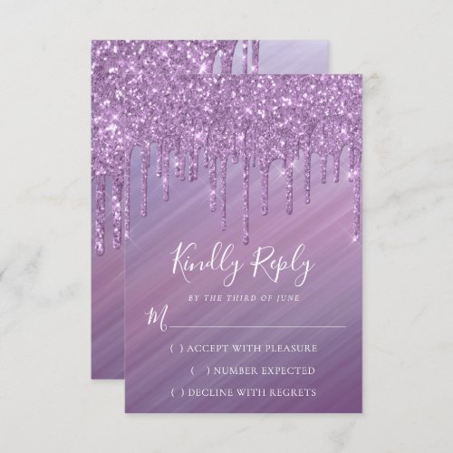 Dripping Ombre Sweet 16  Purple Gradient Slime RSVP Card