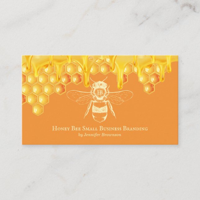 Dripping Orange Beekeeping Apiary Honey Farm Business Card (Front)