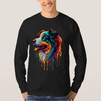 Dripping Paint Art Border Collie T-Shirt