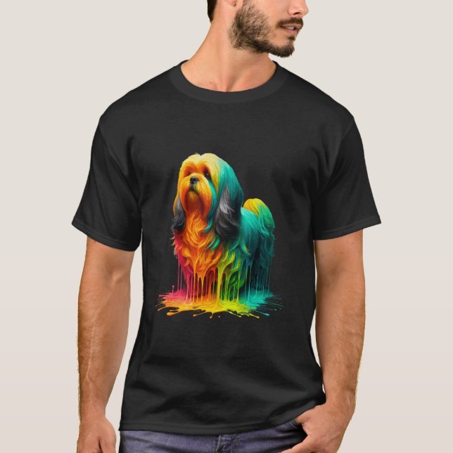 Dripping Paint Art Lhasa Apso T-Shirt (Front)