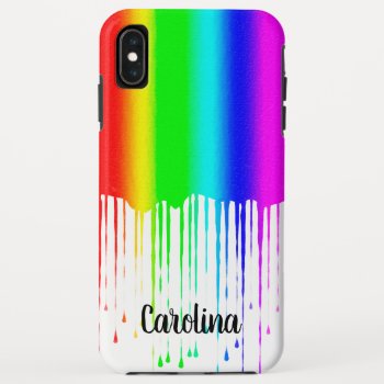 Dripping Paint Rainbow  Personalized With Name Iphone Xs Max Case by CoolestPhoneCases at Zazzle